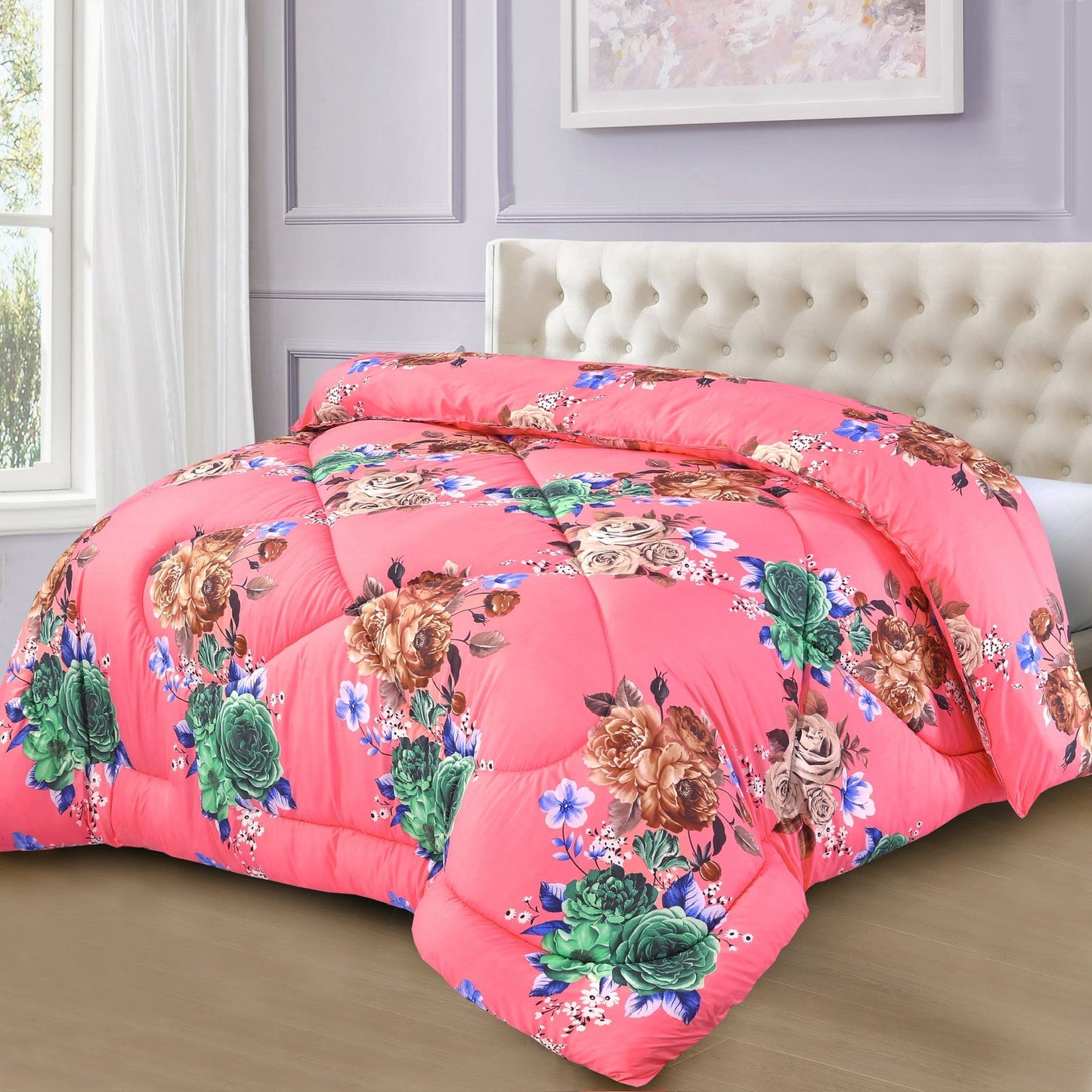 Luxury Coral Rose Majesty Quilt