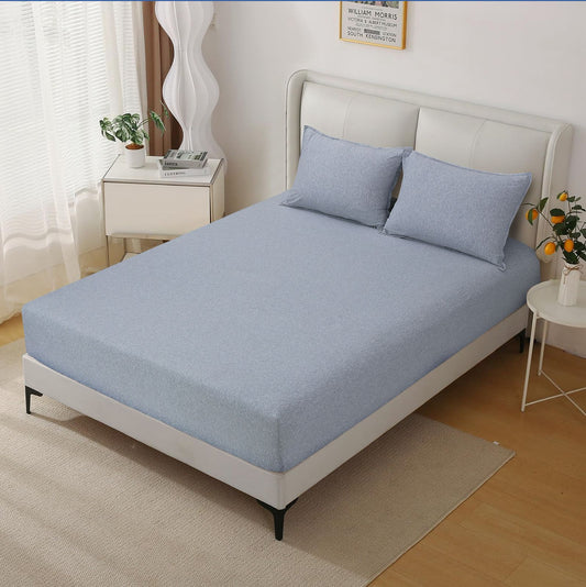 Azure Heather Ultra-Soft Fitted Bed Sheet(3 Piece Set)