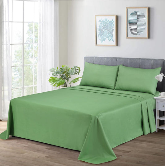 Sage Green Cotton Satin Bedsheet Set(3 Piece Set)