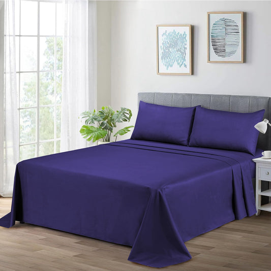 Royal Blue Cotton Satin Bedsheet Set(3 Piece Set)