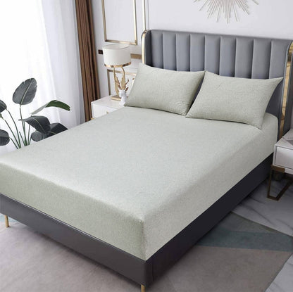 Alpine Mist Textured Fitted Bed Sheet(3 Piece Set)